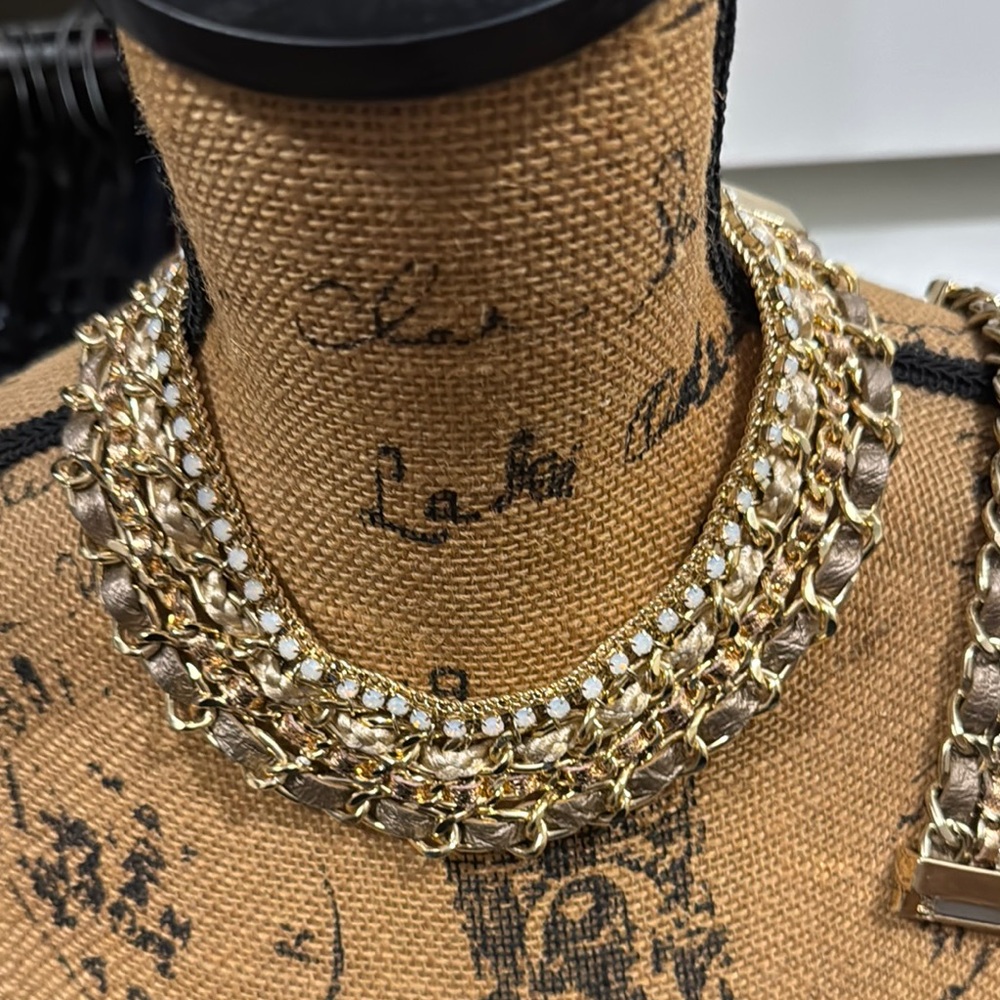 White House Black Market Gold and Silver Statement Necklace